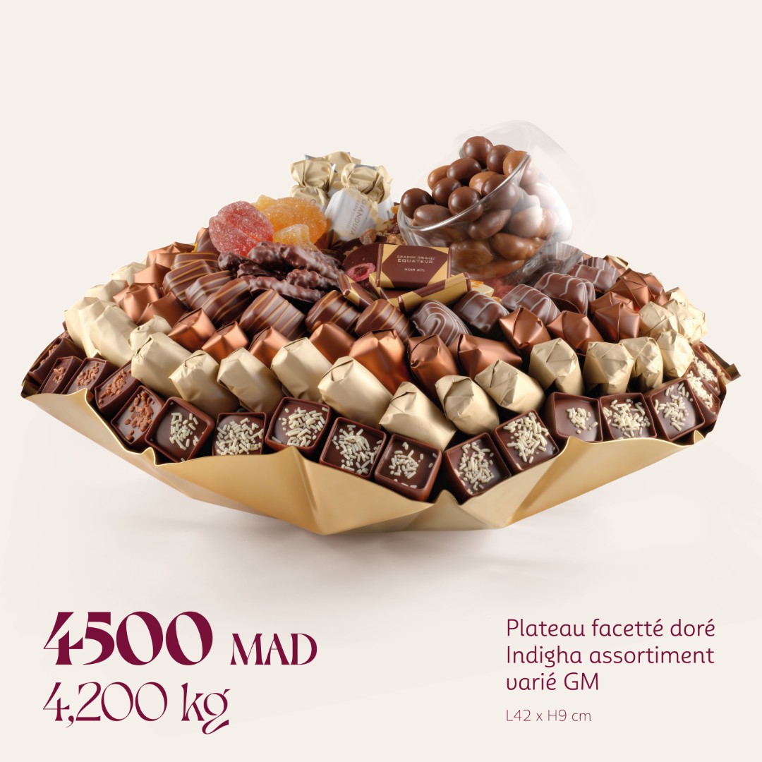 Plateau facetté doré Indigha assortiment varié